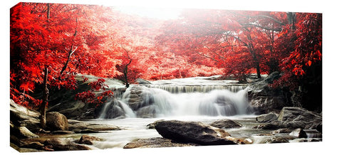 Red Forest Waterfall Canvas